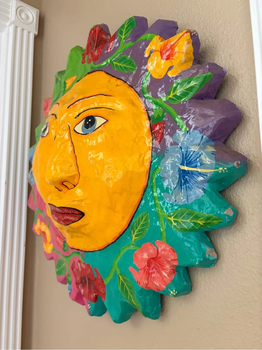 Mexican Sun Face Paper Mache 18 inches